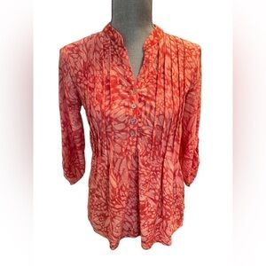 MANGO PATTERNED 3/4 SLEEVE HI/LOW BLOUSE (0879)